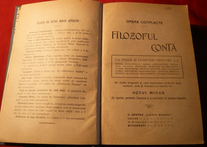 Filozoful Conta. Opere complecte (editia princeps, 1910)