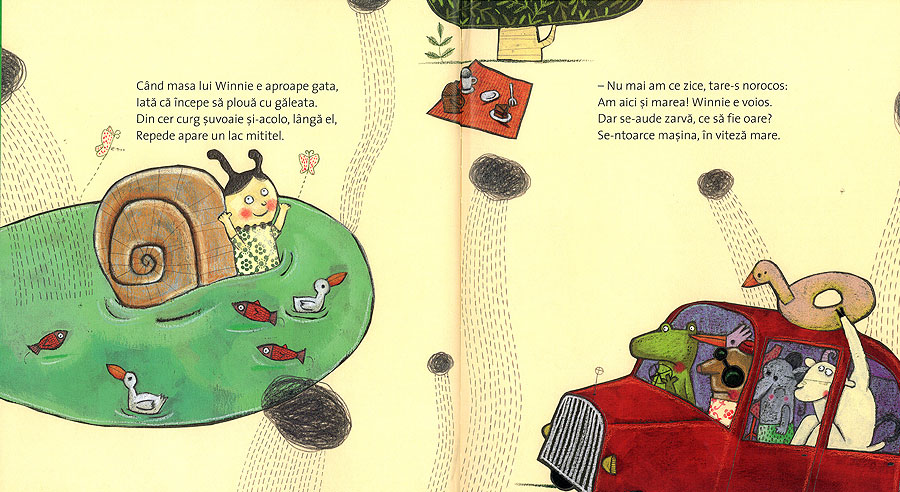 Ilustraţii carte pentru copii 'Winnie, melcuşorul cel grăbit'