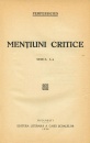 Mentiuni critice (tom I, editia princeps, 1928) Mentiuni critice (tom I, editia princeps, 1928)